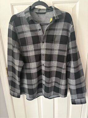 all in motion Black and Gray Plaid Button-Down Shirt
